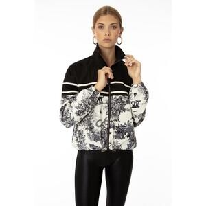 EllandEmm J'adore Windbreaker Zip-Up Jacket Animal Print and Striped Design